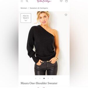 NWT Lilly Pulitzer Black Maura One-Shoulder Sweater